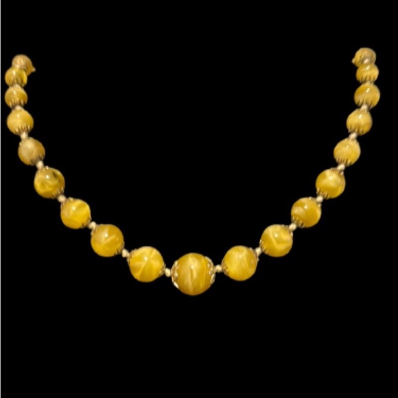 Vintage 24” Amber Colour Graduated Bead Necklace - Picture 7 of 10